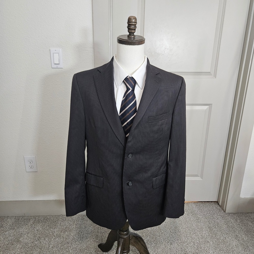 Jack Victor Collection Mens 40R Blazer Super 100s Wool Pinstripe Grey Canada